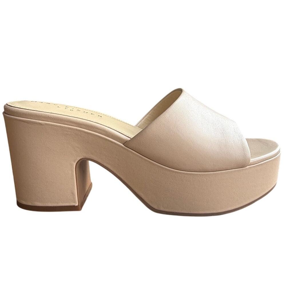 Marc‎ Fisher LTD Forina Slip on Sandals w/Wide Strap Chuncky Block Heel Sz 11